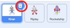 Scratch Sprite delete button